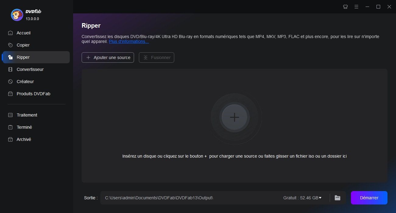 Lancez DVDFab et charger le disque Blu-ray/ISO/dossier