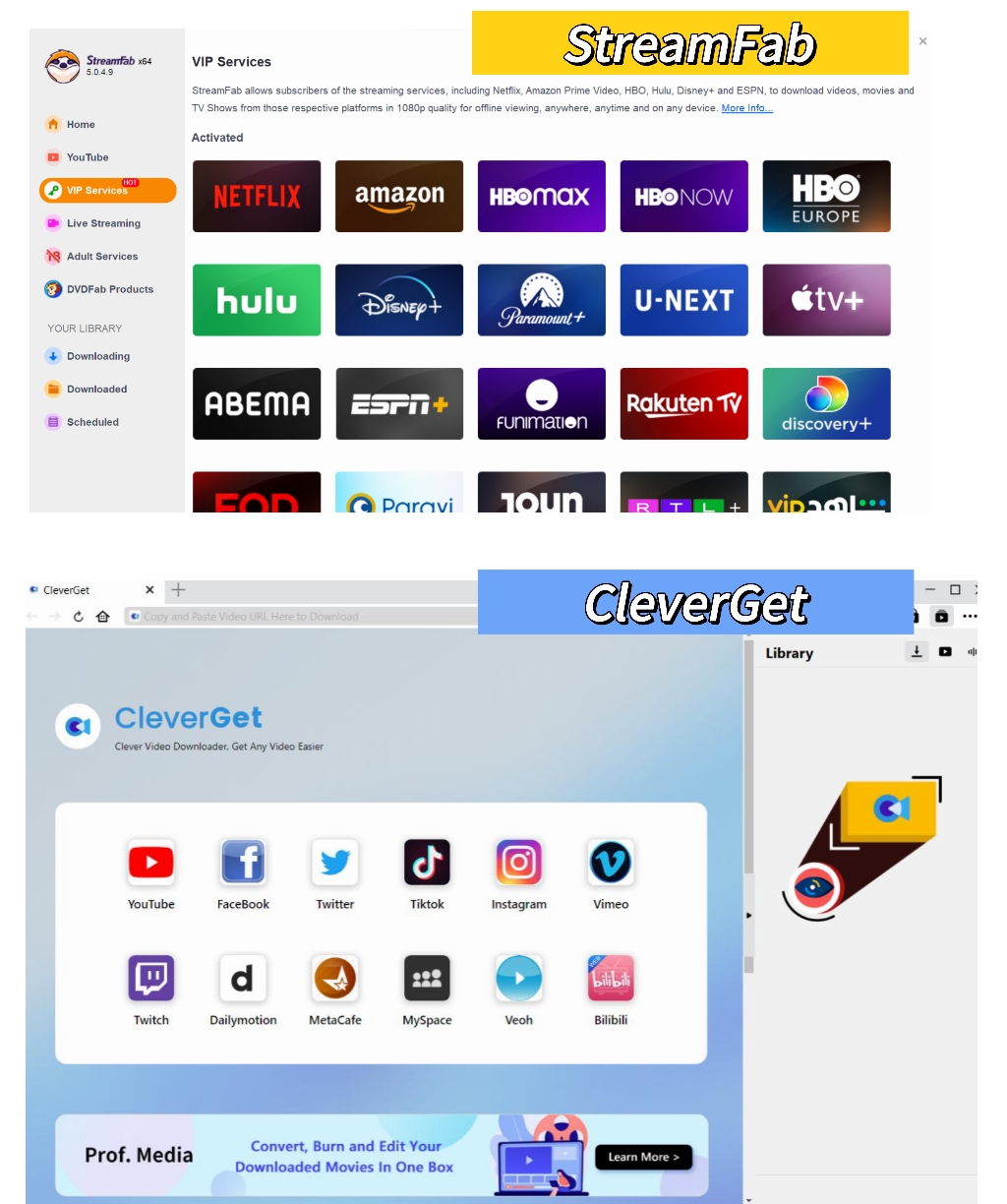 CleverGet vs StreamFab: Gleiche Benutzerfreundlichkeit