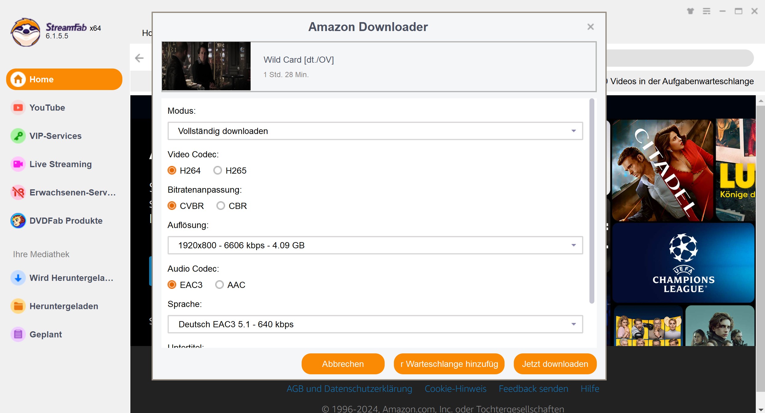 Verwendung von StreamFab Video Downloader