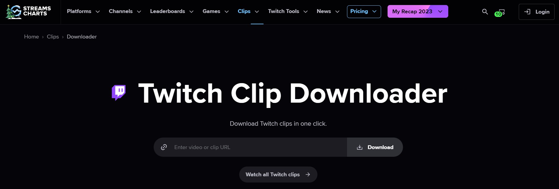 StreamsCharts Twitch Clip Downloader