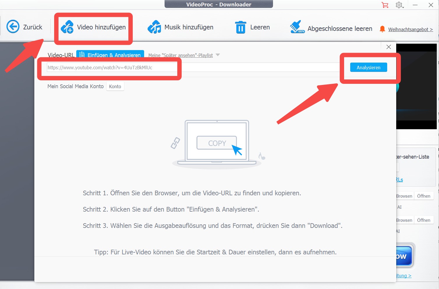 Download-Schritte mit VideoProc Converter