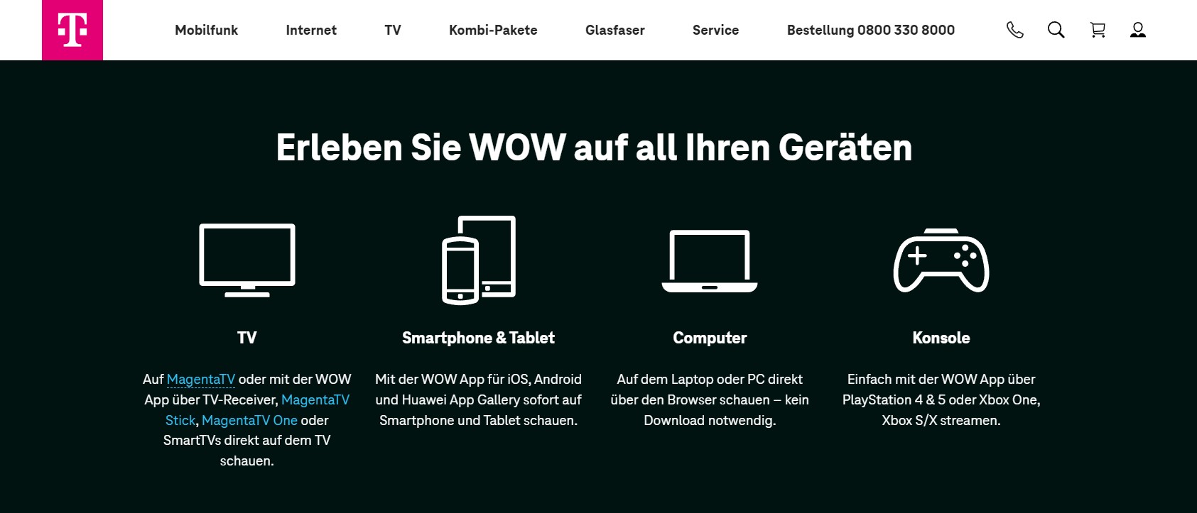 Auf welchen Geräten: WOW über Magenta TV genießen