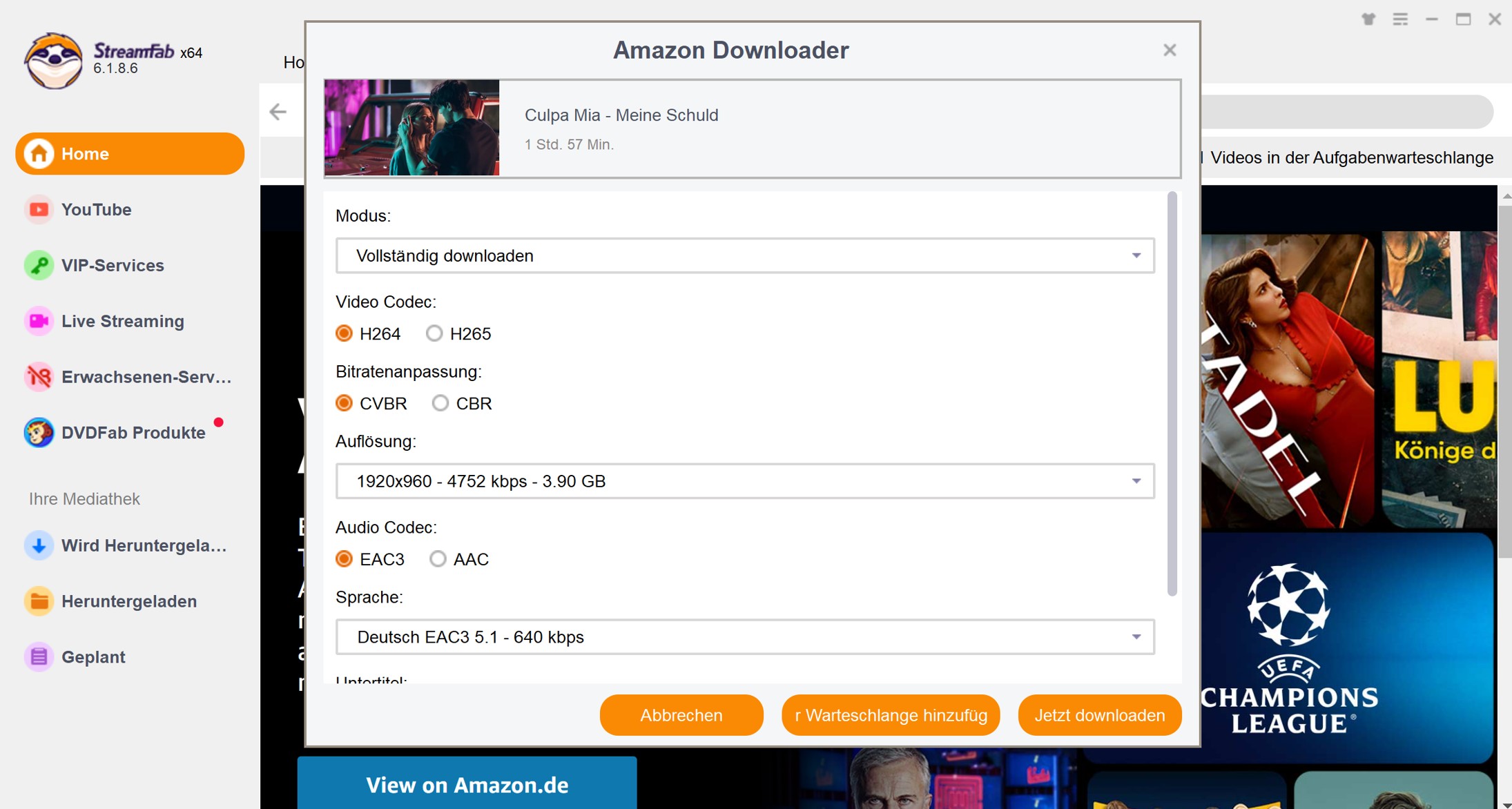 Alternative zu MovPilot Amazon Prime Video Downloader: StreamFab Amazon Downloader