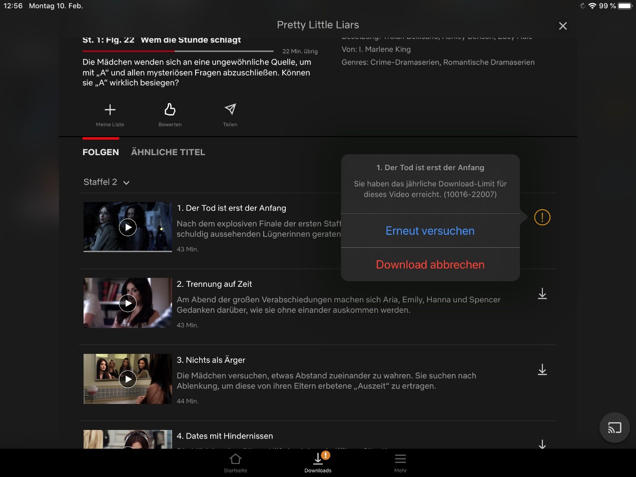 Welche Netflix Download Limits sind oft aufgetreten?