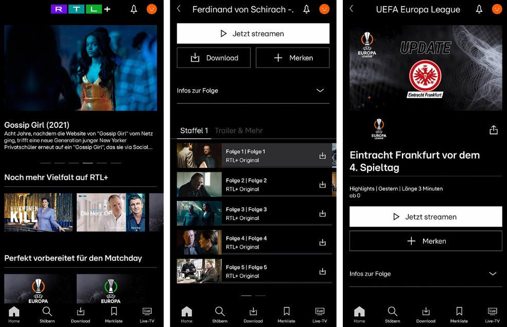 RTL+ App Download-Funktion