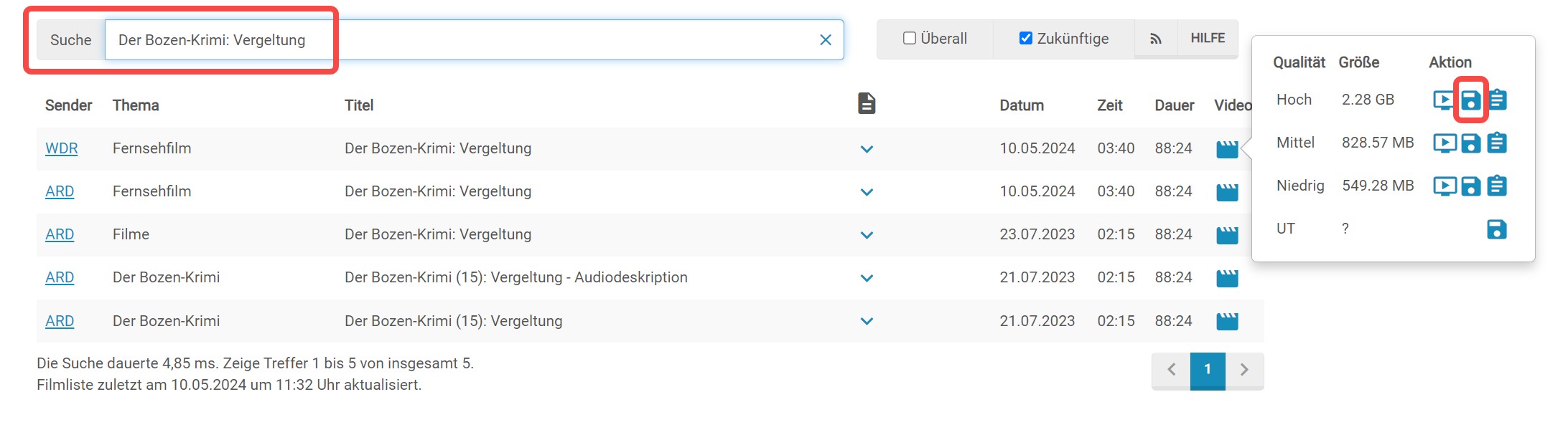 WDR Mediathek Download mit MediathekViewWeb