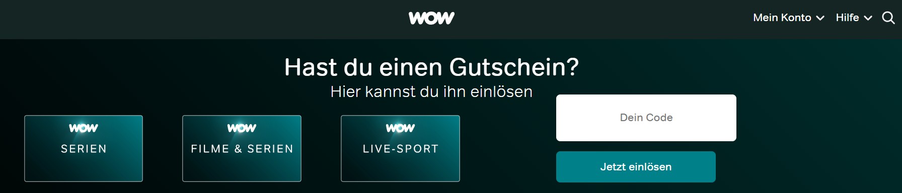 Wie löst man einen WOW TV Gutschein ein?