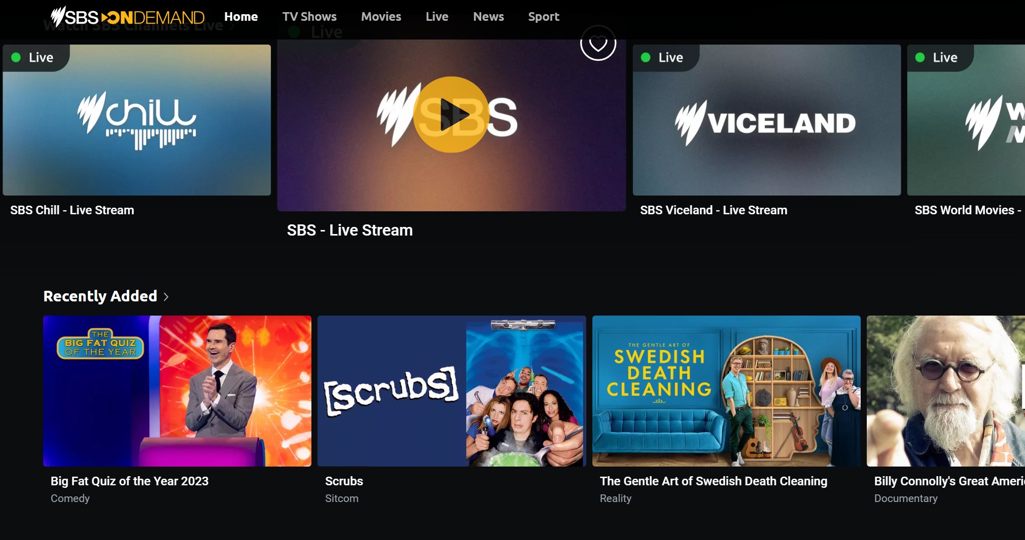 Content Categories on SBS On Demand 