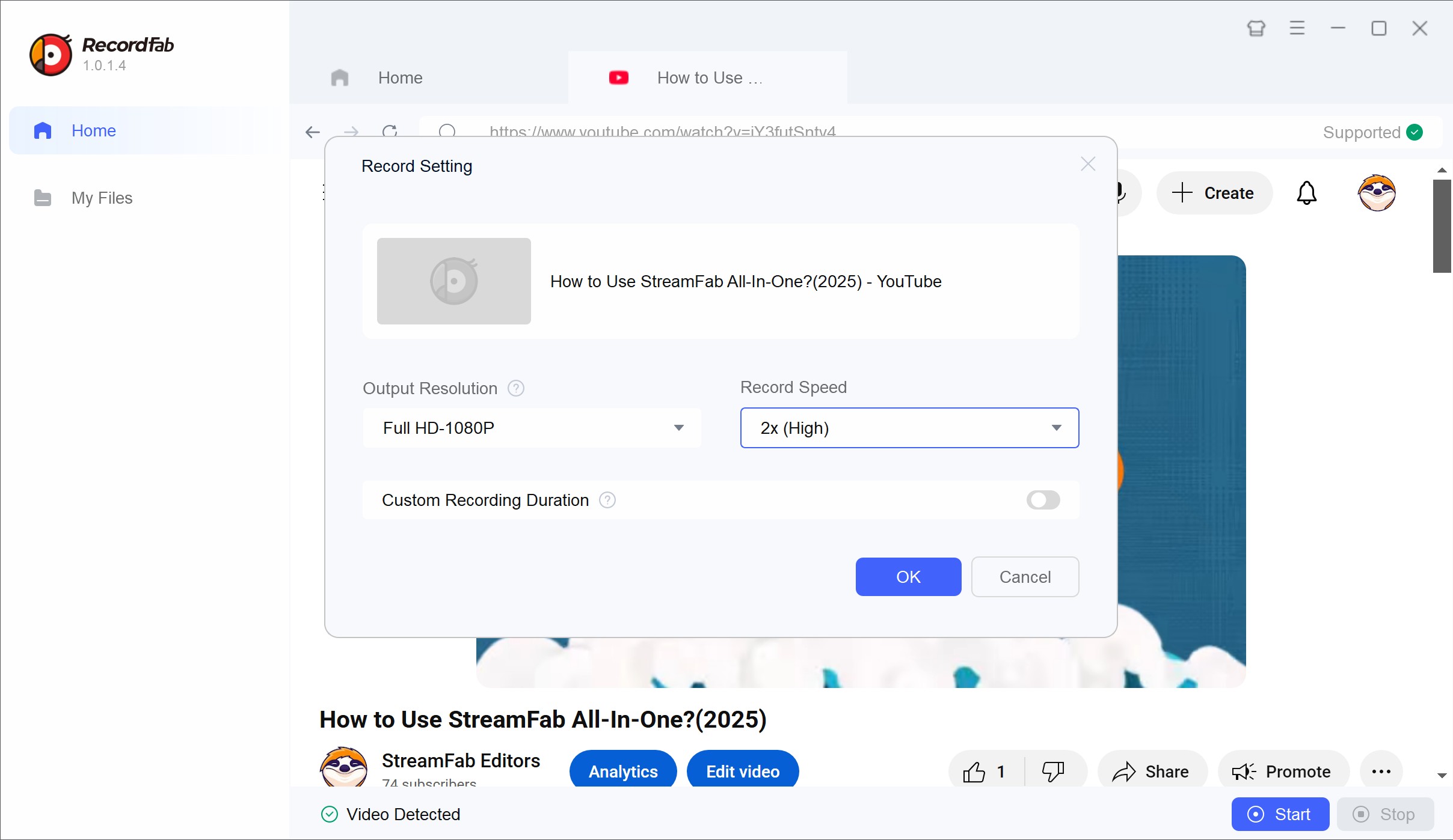 How to Download Deleted YouTube Videos Again: step 3 of recordfab