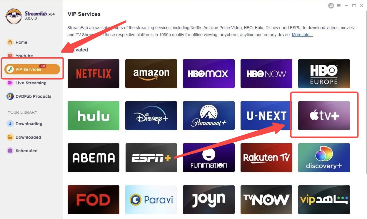 how to download shows from apple tv: step 1 of streamfab