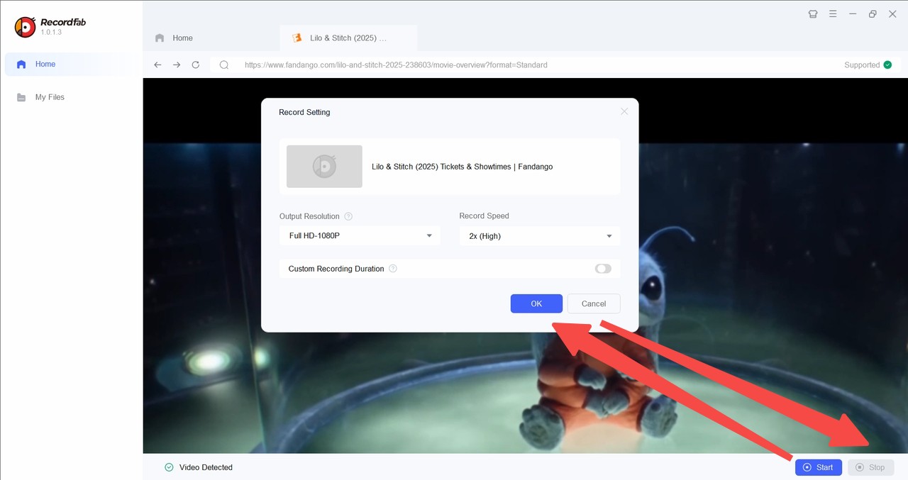 use RecordFab to rip Vudu movies: Step2