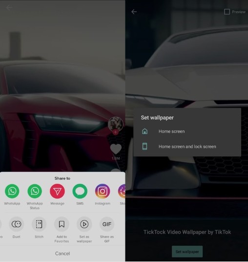 How to download TikTok video without watermark on Android with the Live Wallpaper option 