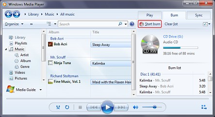 customize the CD burning