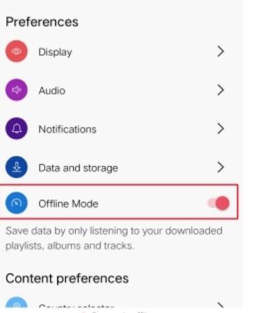 turn the offline mode on