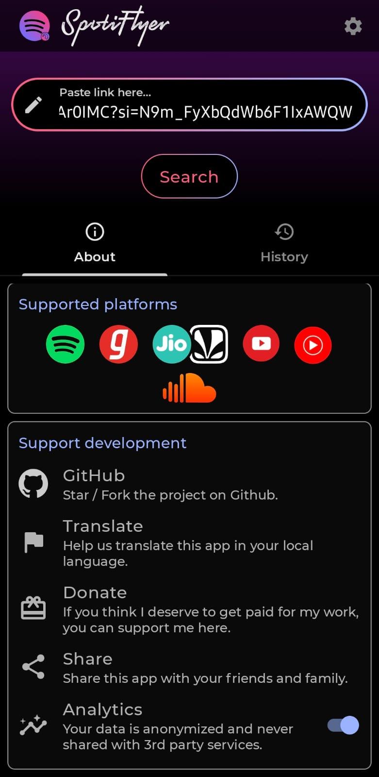 aste the URL for the Spotify to spotiflyer