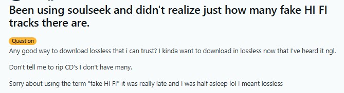 Fake “hi-fi” audio quality on soulseek