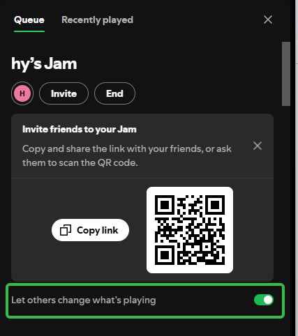 Turn off Let others change what’s playing