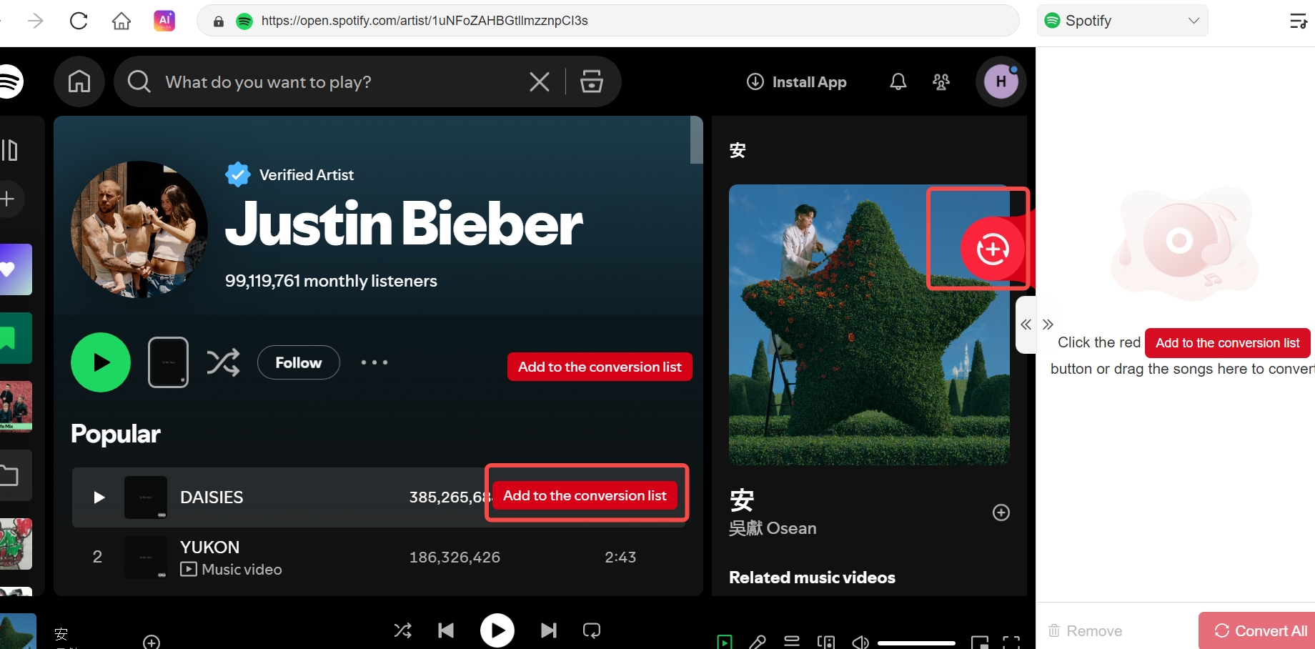 tunefab spotify converter  add songs to conversion