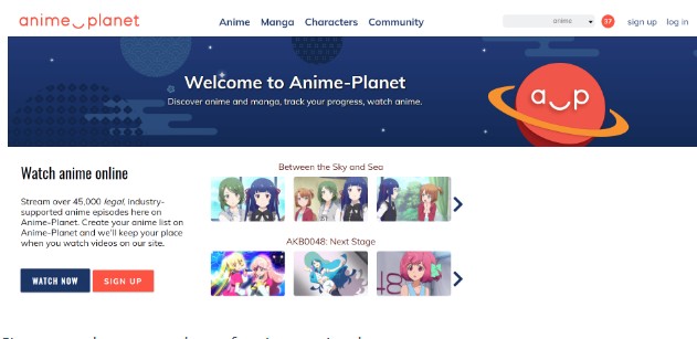 Sites Web de streaming d'anime : le meilleur logiciel pour télécharger à partir du site Web de streaming:6. Anime Planet