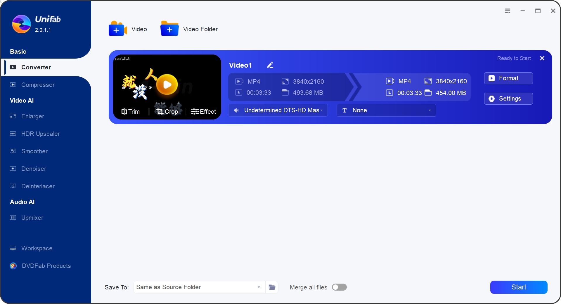 how to downscale 4k to 1080p using unifab