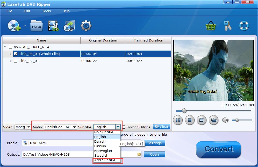 Convertir ISO en MP4 avec EaseFab DVD Ripper