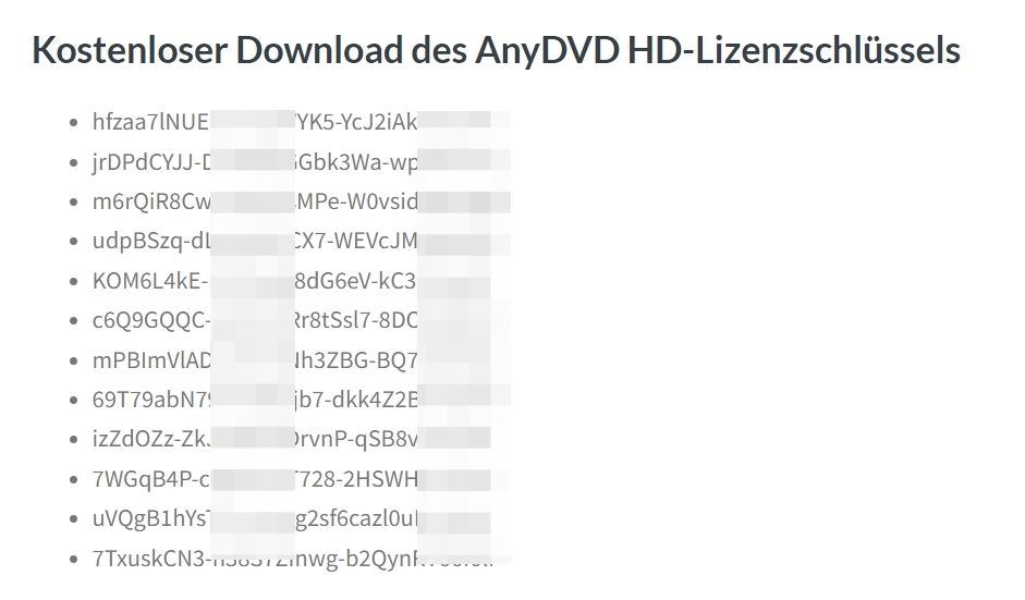 AnyDVD Crack Lizenzschlüssels auf den eigenen grauen Seiten