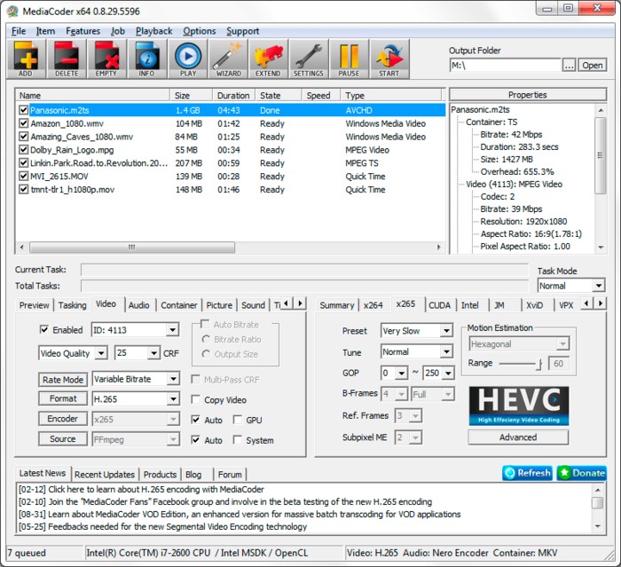 hevc converter:Media Coder