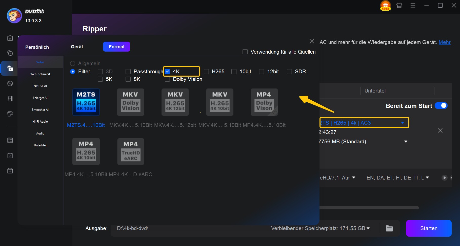 Wie kann man 4K Blu-rays mit DVDFab UHD Ripper rippen?