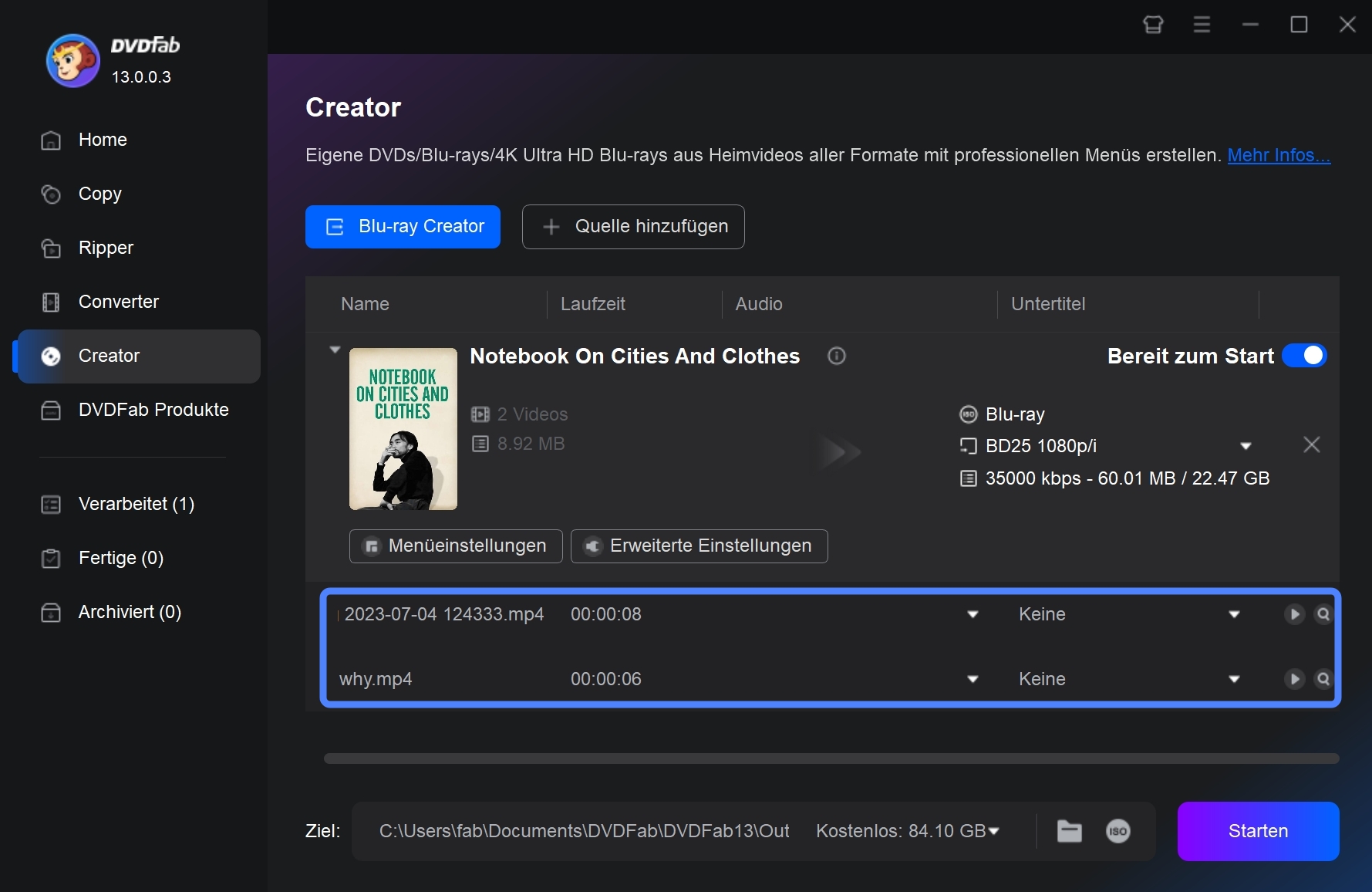 DVDFab Blu-ray Creator: Wie man den besten Blu-ray Brenner benutzt