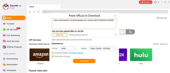 download video from linkedin:How to download video from linkedin with StreamFab video downloader?