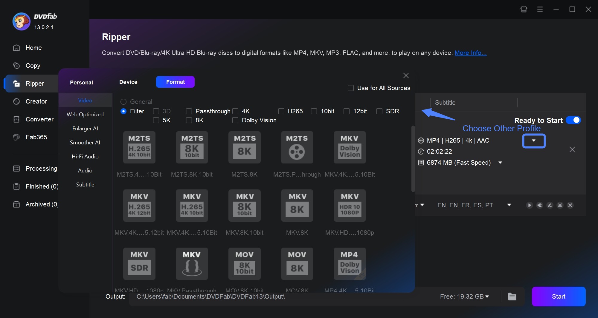 convert 4k Blu-ray to 1080p with DVDFab