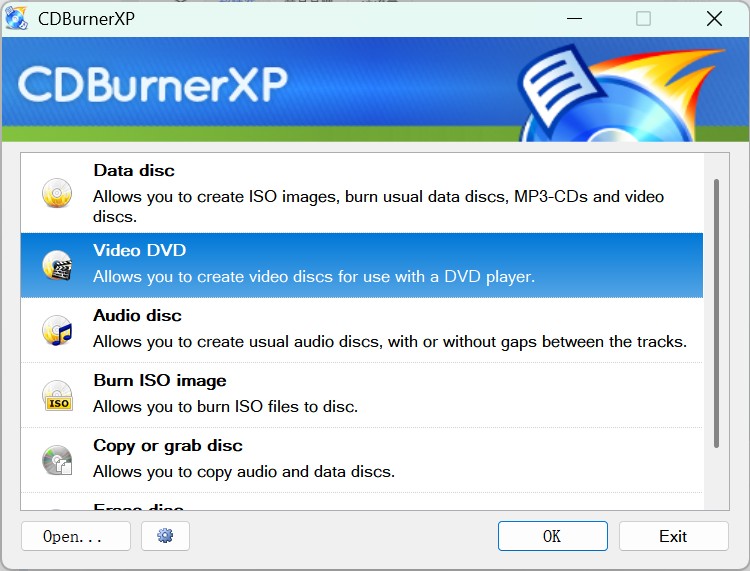 Alternatives to Windows DVD Maker - CDBurnerXP