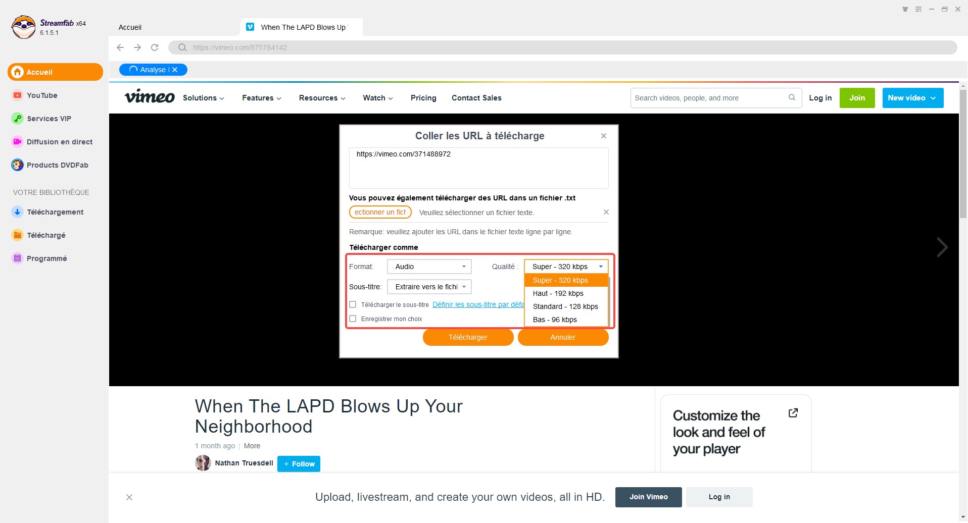 télécharger video Vimeo avec StreamFab Vimeo Downloader