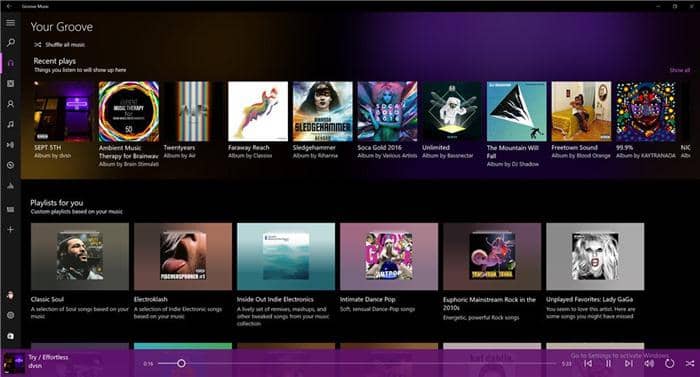 Top 10 des meilleurs lecteurs de musique pour Windows 10:3. Groove Musique