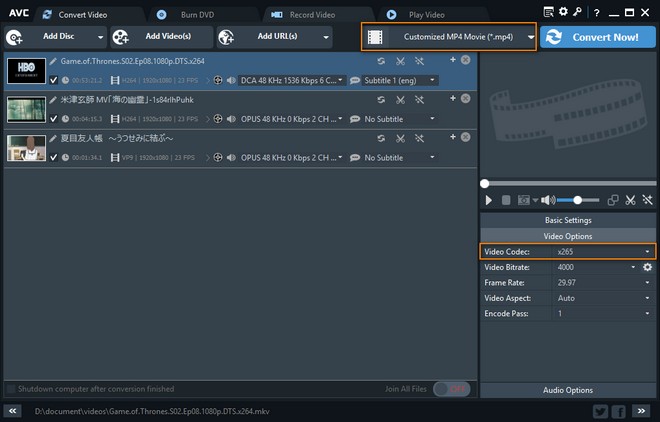 hevc videos:hevc videos converter