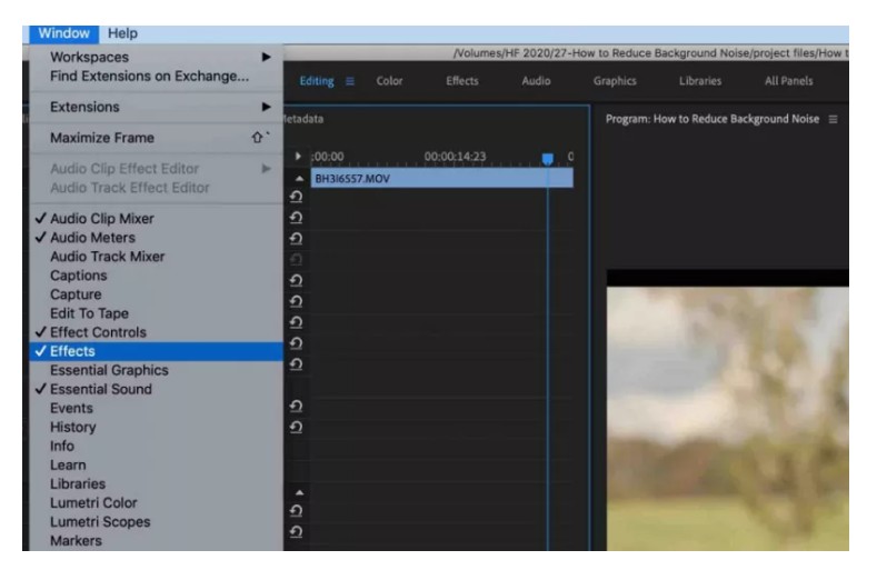 remove background noise in premiere