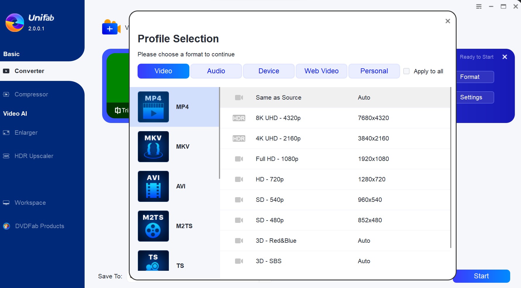 Convert Mpg to Mp4 with unifab video converter