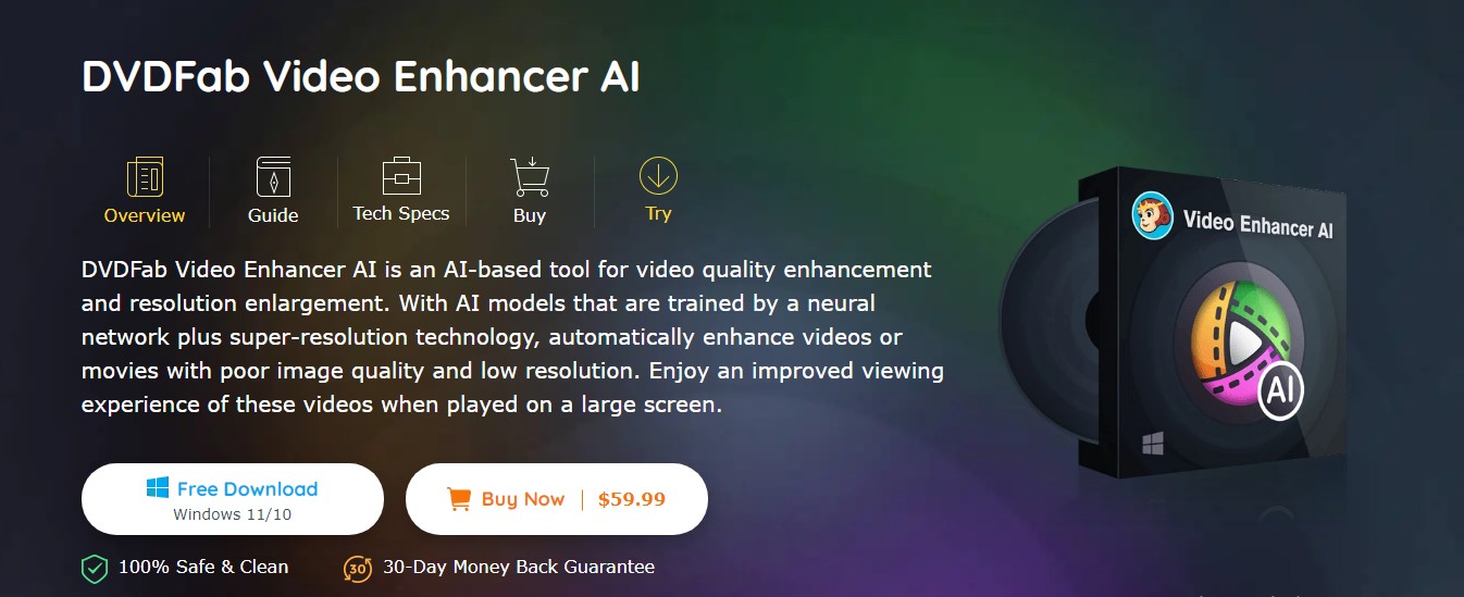 éditeur vidéo sans filigrane:DVDFab Video Enhancer AI