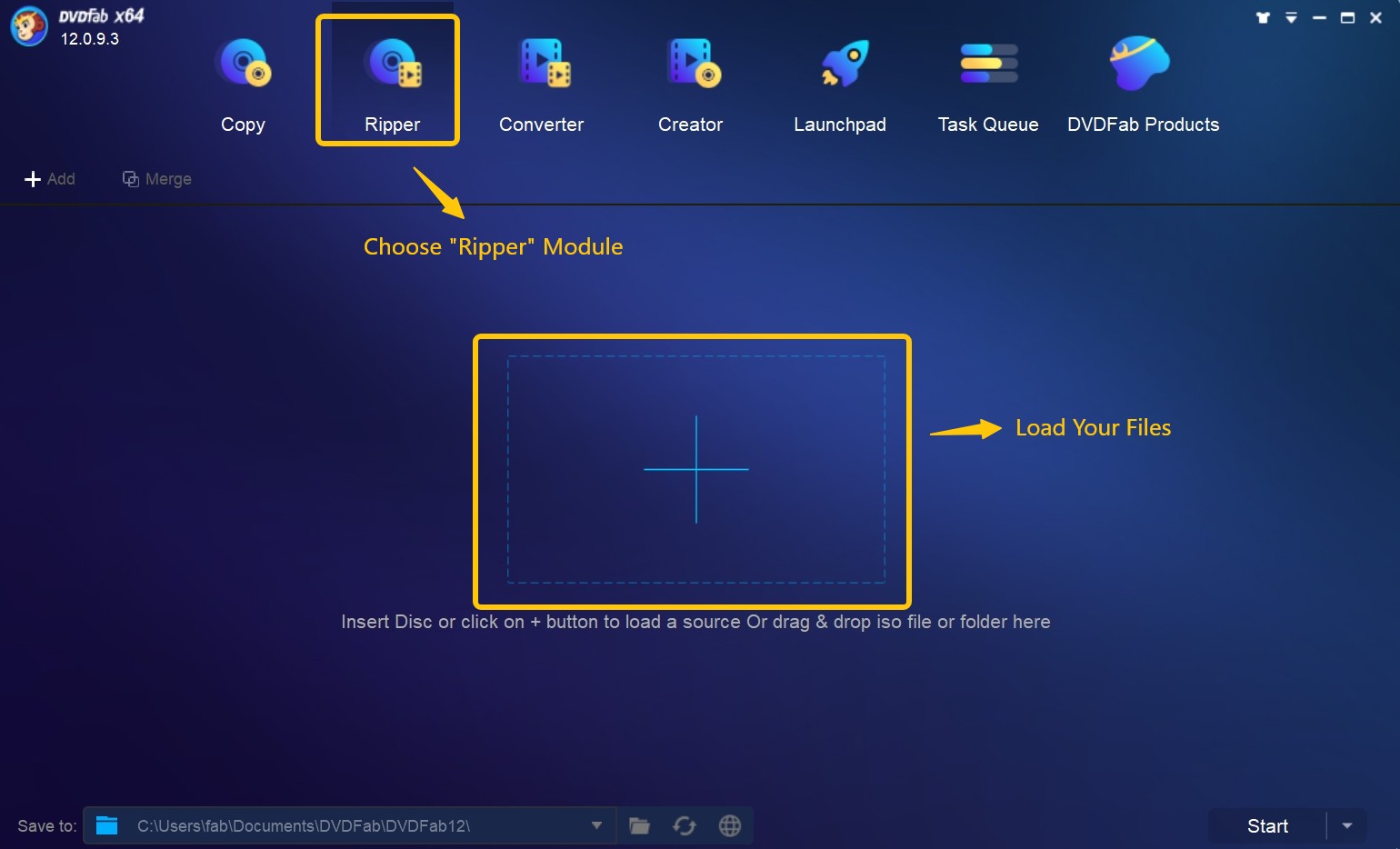 DVDFab Blu-ray Ripper: load the source Blu-ray disc