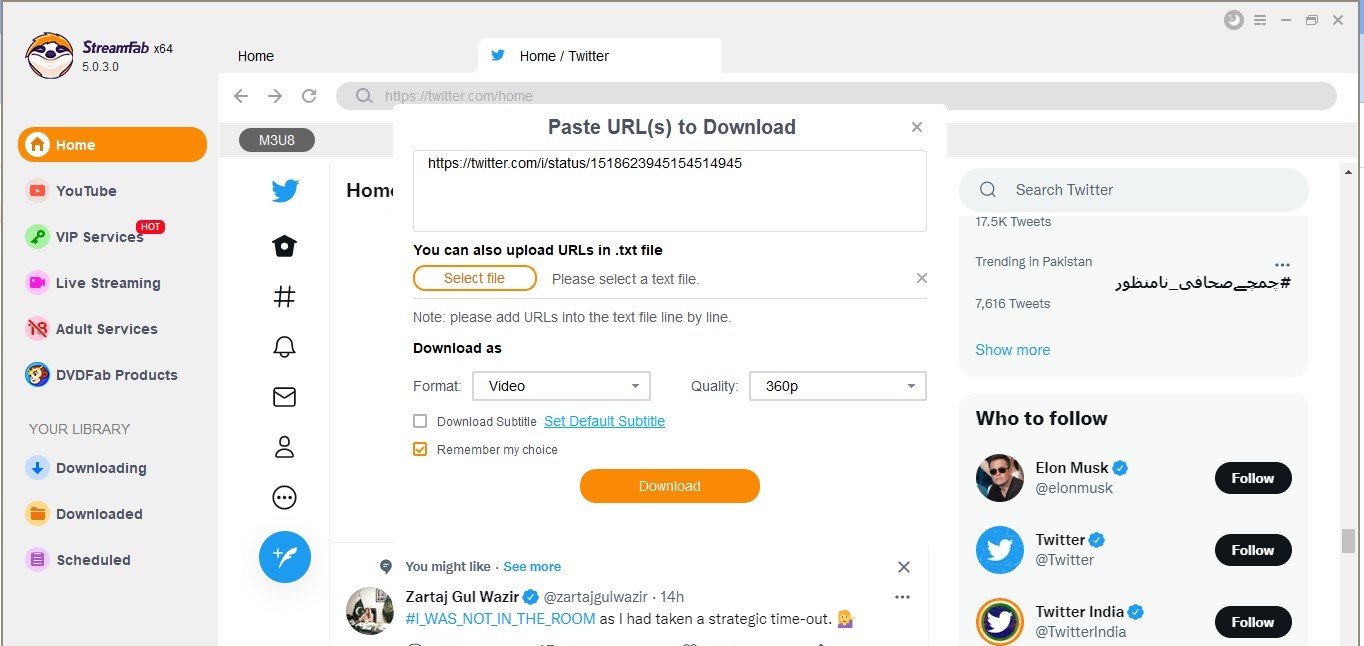 twitter to mp4:How to Convert Twitter Video to MP4 with Stream Fab Downloader?