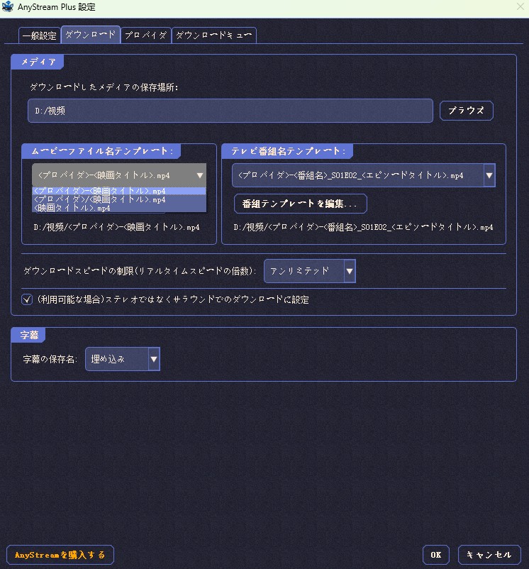 Anystream 設定