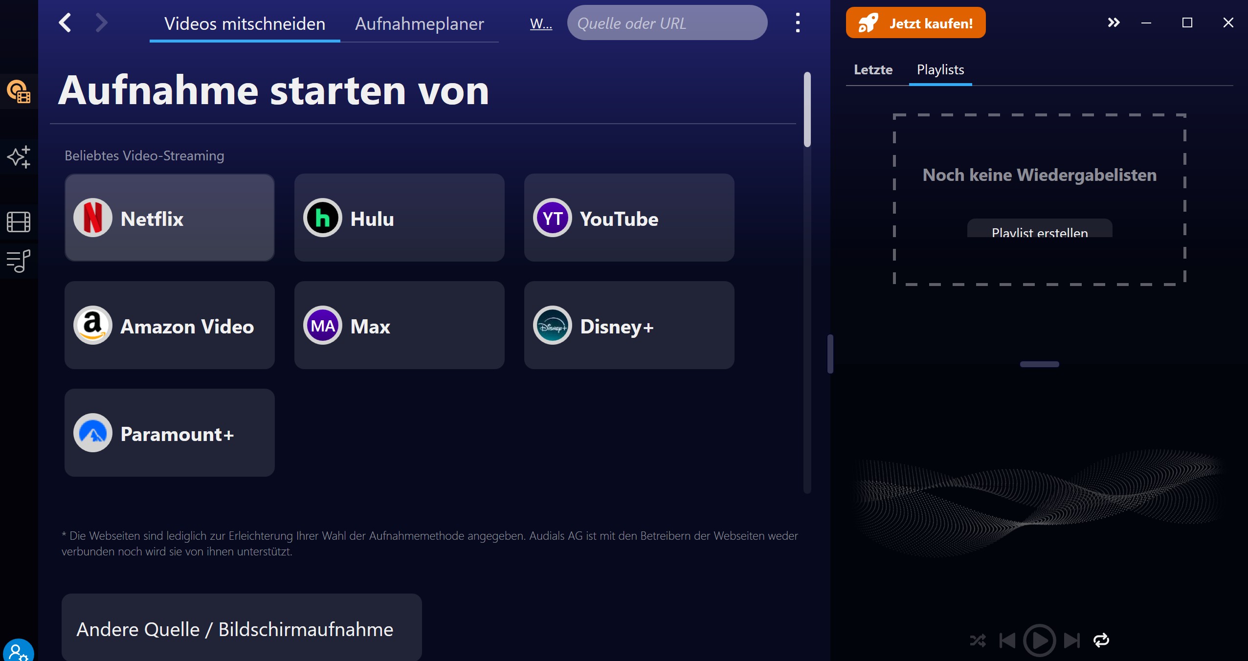 Wie nimmt man Netflix mit Audials auf?