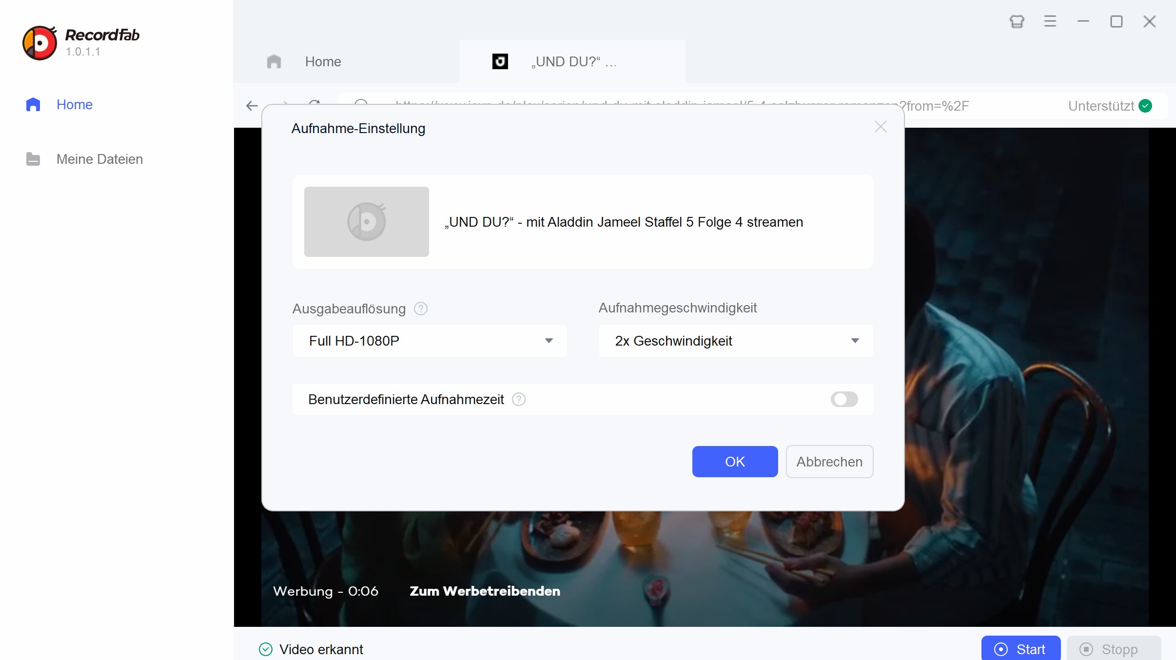 Anleirung zur Aufnahme von Joyn Videos mit RecordFab