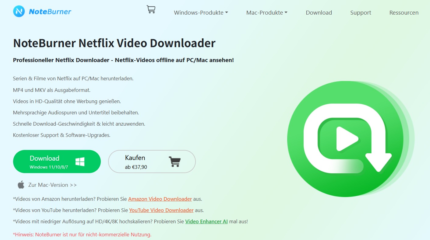 Vor- und Nachteile von NoteBurner Video Downloader
