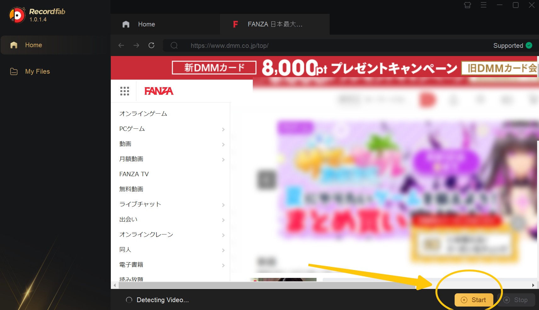 screen record fanza video: recordfab step 2